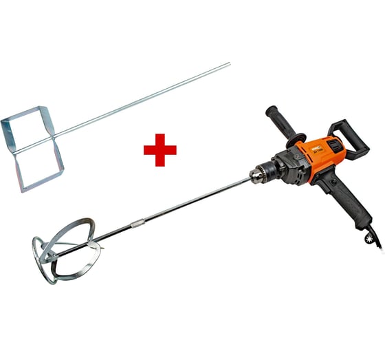 Изображение товара Электрическая дрель миксер СПЕЦ ДЭ-1000 230В/50Гц, 1050 Вт, 930 об/мин, в комплекте сборный венчик, патрон 3-16 мм + Насадка для миксера (венчик) 1 шт д/красок СПЕЦ-3449/3852