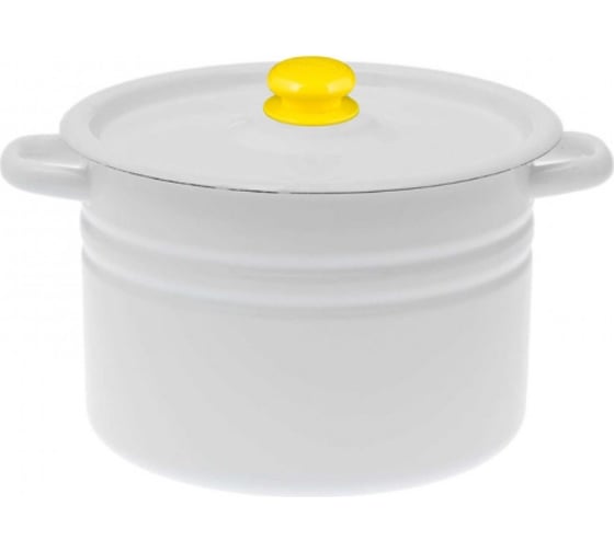 Изображение товара Эмалированная цилиндрическая кастрюля Сибирские товары 8,0 л, светлая, с пластмассовой кнопкой c41620.3 ТП4415