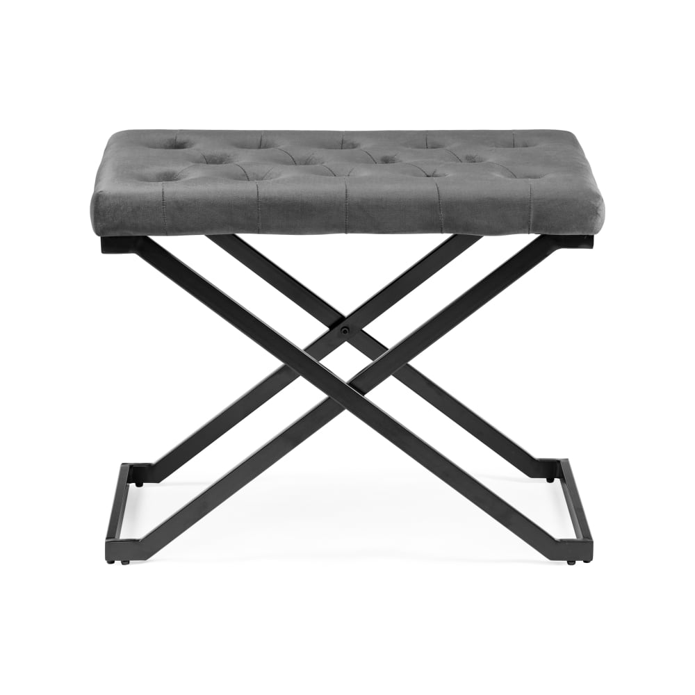 Изображение товара Стильный табурет Woodville german dark grey black 15542 с мягким сиденьем велюр