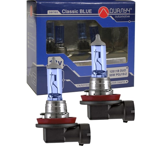 Изображение товара Лампы Диалуч h11 12v 55w pgs19-2 к-т blue белый свет лч411-b2 12511-Bl-DUO