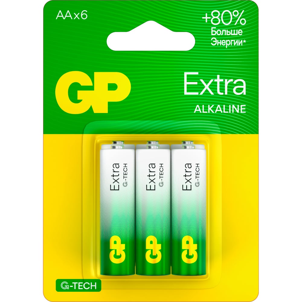 Алкалиновые батарейки GP Extra Alkaline GP 15AXNEW-CR6