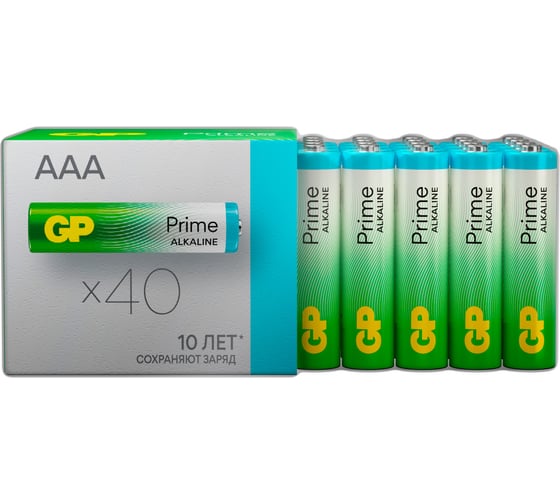 Изображение товара Алкалиновые мизинчиковые батарейки GP АAА Prime Alkaline, набор 40 шт. 19725