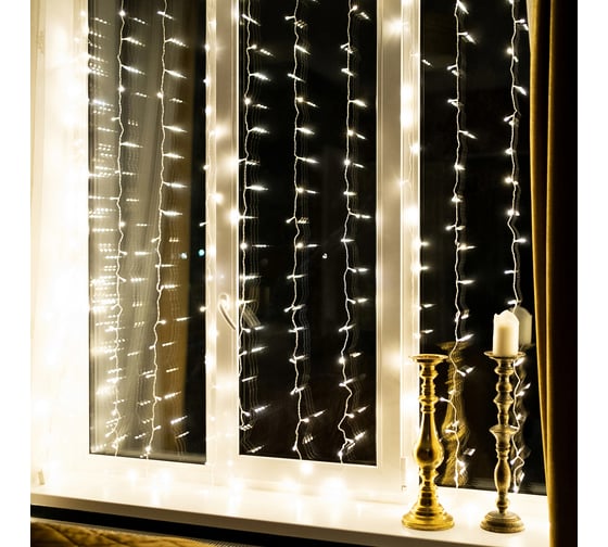 Изображение товара Гирлянда Neon-Night дождь (занавес) 2.5x2 м, прозрачный ПВХ, 300 LED тепло-белые, IP20 235-056