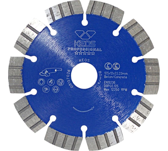 Изображение товара Диск алмазный сегментный Professional по бетону (125х22.2 мм) KEOS DBP02.125