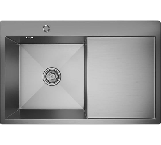 Изображение товара Мойка настольный монтаж MIXLINE 78x50 (3,0) левая, выпуск, 3 1/2 pro 20см с сифоном (сатин) 551877