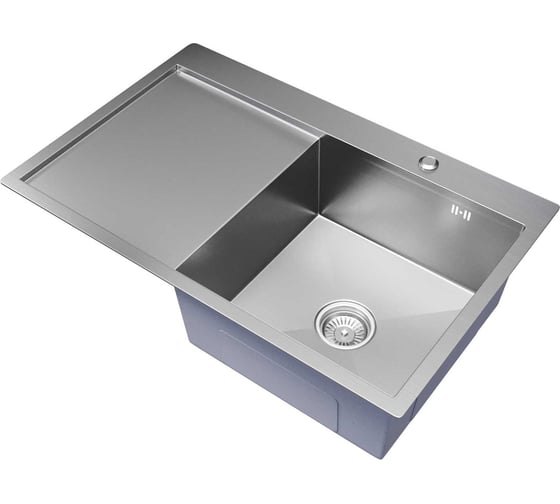 Изображение товара Мойка MIXLINE настольный монтаж 78x50 (3,0) правая, выпуск 3 1/2 pro 20см с сифоном (сатин) 551878