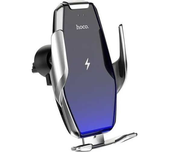 Изображение товара Держатель в автомобиль Hoco с бзу s14 surpass автозажим, на панель/воздуховод, 15w, серый 0L-MG-WF788