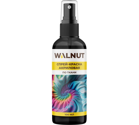 Изображение товара Акриловая спрей-краска для росписи ткани WALNUT черная, 100 мл WLN0549