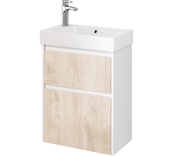 Изображение товара Тумба Dreja SLIM 55 см, подвесная/напольная, 2 ящика, белый глянец/дуб кантри 99.0500