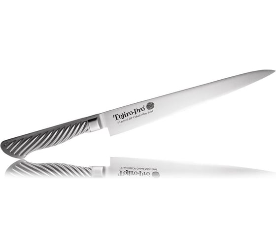 Изображение товара Филейный кухонный нож TOJIRO pro длина лезвия 240 мм, сталь vg10, 3 слоя, рукоять сталь F-886