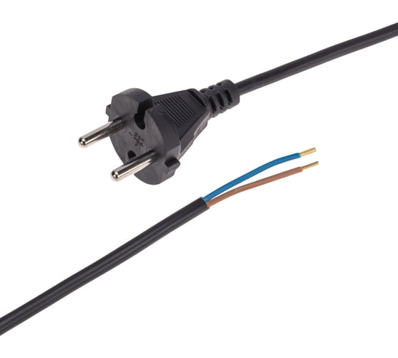 Изображение товара Электрический шнур с вилкой REXANT пвс 2x0,75 мм2 1,5м (черный) 11-1305