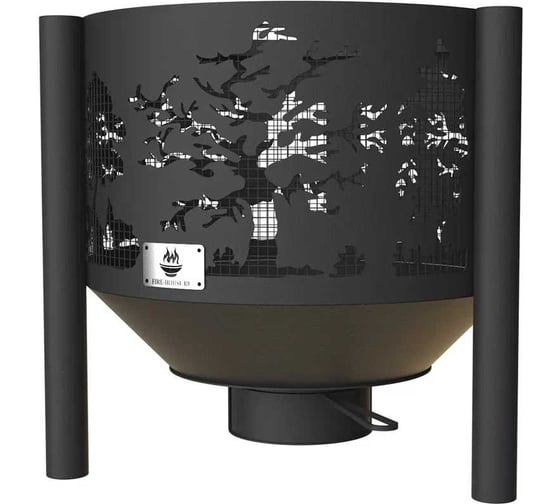 Изображение товара Костровая чаша FIRE-HOUSE деревья диаметр 1000 мм, с зольником и защитной сварной сеткой, на трубчатых ножках Ch3-1000деревья