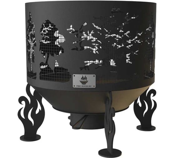 Изображение товара Костровая чаша FIRE-HOUSE деревья диаметр 1000 мм, с зольником и защитной сварной сеткой Ch2-1000деревья