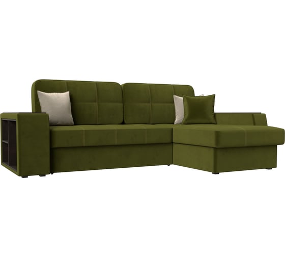 Изображение товара Угловой диван Лига диванов Брюссель правый полностью микровельвет зеленый 29387