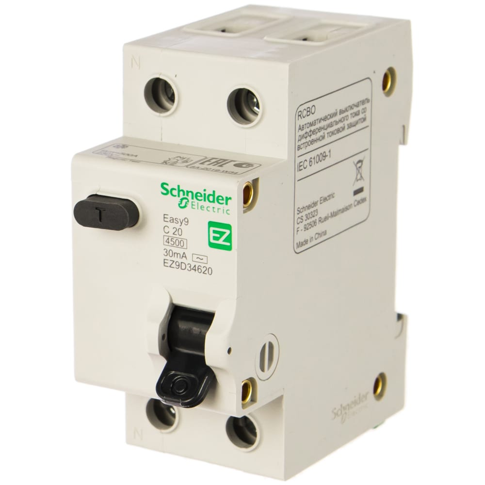 Автоматический выключатель дифференциального тока schneider electric 2п 1p+n sche ez9d34620 290759