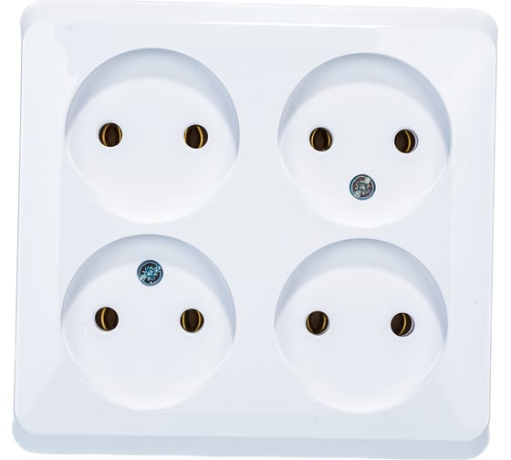 Изображение товара Розетка Systeme Electric 4-м ОП Этюд 16А IP20 без заземления, белая SchE PA16-205B 293411