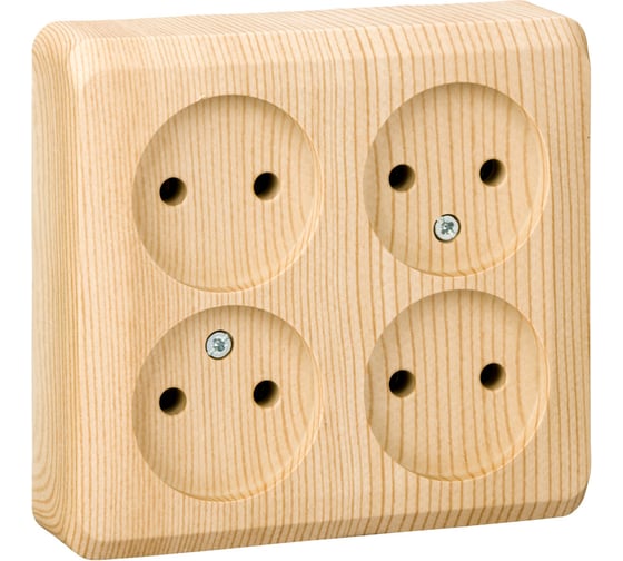 Изображение товара Розетка Systeme Electric 4-м ОП Этюд 16А IP20 без заземления, сосна SchE293413 PA16-205D