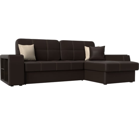 Изображение товара Угловой диван Лига диванов Брюссель правый полностью экокожа коричневая 29396