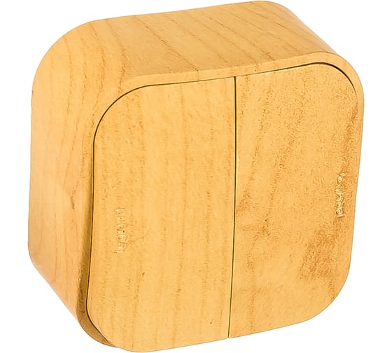 Изображение товара Выключатель Legrand двухклавишный Legrand Quteo IP20 10А 250В винтовые зажимы накладной монтаж дерево 782262