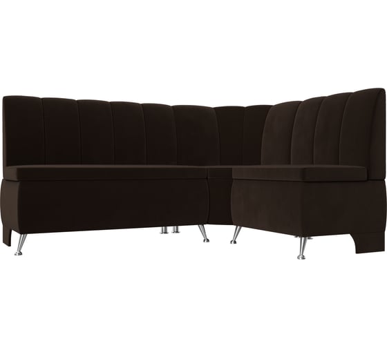 Изображение товара Кухонный угловой диван Лига диванов Кантри правый полностью микровельвет коричневый 29448