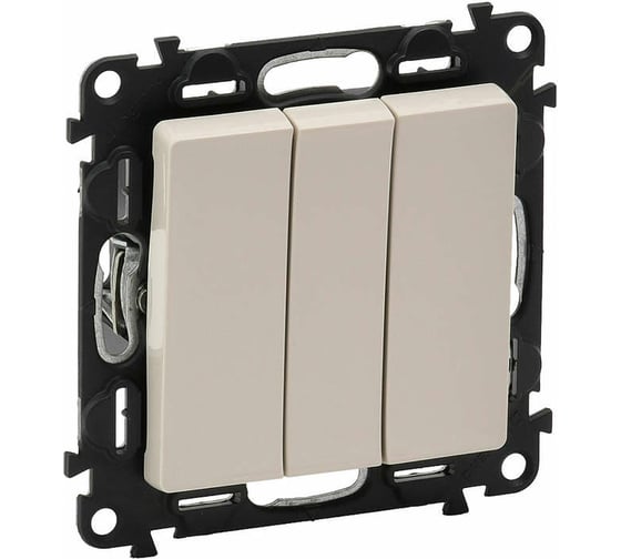 Изображение товара Выключатель трехклавишный Legrand Valena LIFE. 10АХ 250В с лицевой панелью.Винтовые зажимы.Слоновая кость 752503