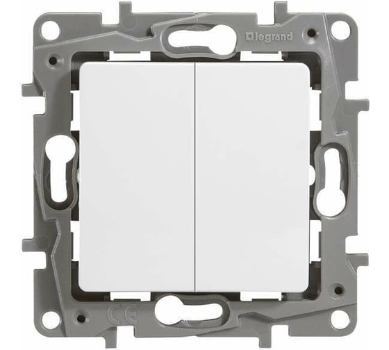 Изображение товара Переключатель Legrand двухклавишный Legrand Etika 10A 250В безвинтовые зажимы белый 672212