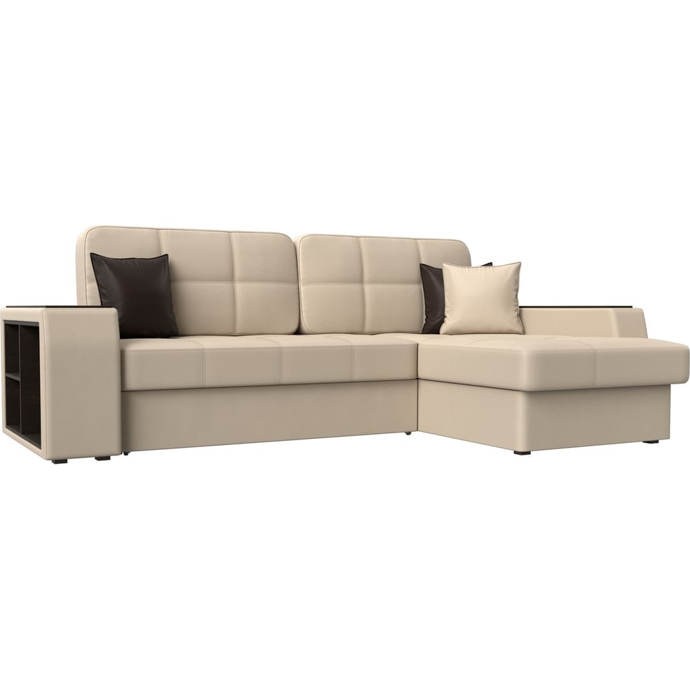 Изображение товара Угловой диван Брюссель правый из экокожи бежевый современный стиль