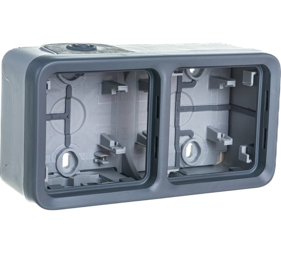 Изображение товара Двухместная монтажная коробка Legrand Программа Plexo серый 2 поста горизонтальная установка 069672