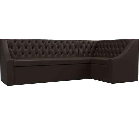 Изображение товара Кухонный угловой диван Лига диванов Мерлин правый полностью экокожа коричневая 100460