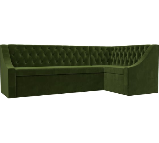Изображение товара Кухонный угловой диван Лига диванов Мерлин правый полностью микровельвет зеленый 100451