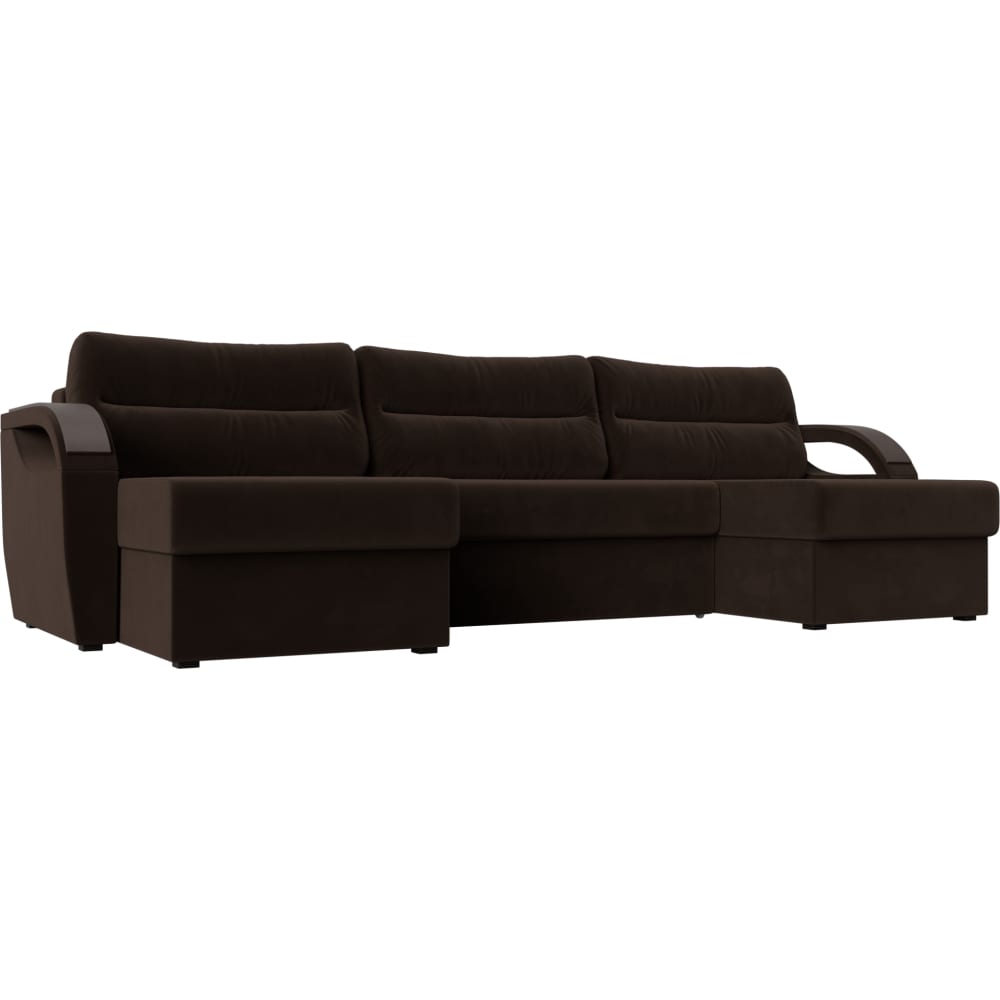 П-образный диван Лига диванов диван артмебель сатурн рогожка коричневый п образный