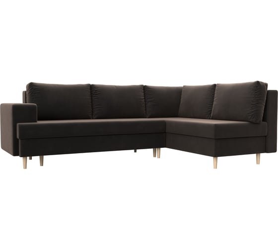 Изображение товара Угловой диван Лига диванов Сильвана правый полностью велюр коричневый 100842