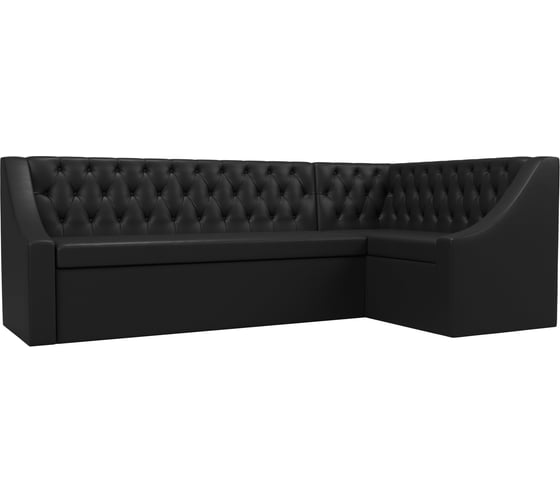 Изображение товара Кухонный угловой диван Лига диванов Мерлин правый полностью экокожа черная 100461