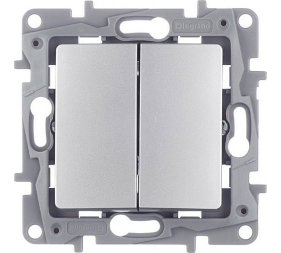 Изображение товара Переключатель Legrand двухклавишный Legrand Etika 10A 250В безвинтовые зажимы алюминий 672412