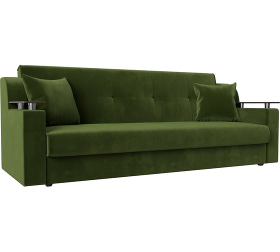 Изображение товара Прямой диван Лига диванов книжка Сенатор полностью микровельвет зеленый 100615