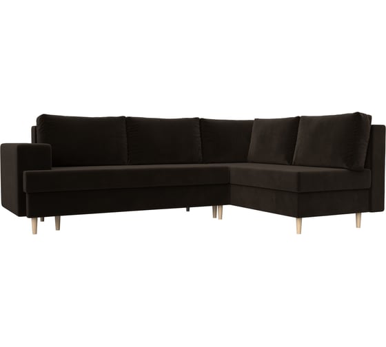 Изображение товара Угловой диван Лига диванов Сильвана правый полностью микровельвет коричневый 100848