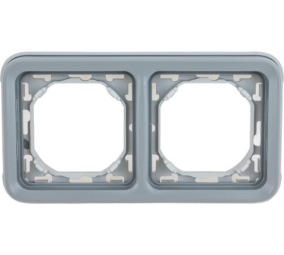 Изображение товара Суппорт Legrand с рамкой для встроенного монтажа Программа Plexo серый 2 поста горизонтальная установка 069683