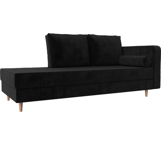 Изображение товара Кушетка Лига диванов Прайм правый полностью велюр черный 100879