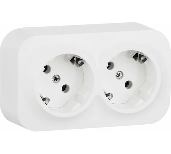 Изображение товара Розеточный блок Legrand двойной с заземлением Legrand Quteo с предварительным подключением со шторками IP20 16А 250В винтовые зажимы накладной монтаж белый 782237