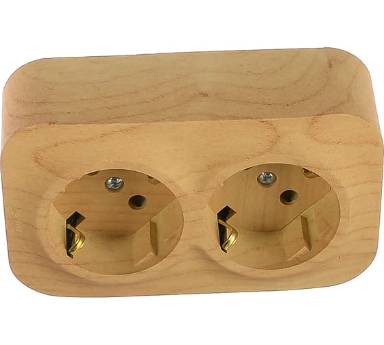 Изображение товара Розеточный блок Legrand двойной с заземлением Legrand Quteo с предварительным подключением без шторок IP20 16А 250В винтовые зажимы накладной монтаж дерево 782293