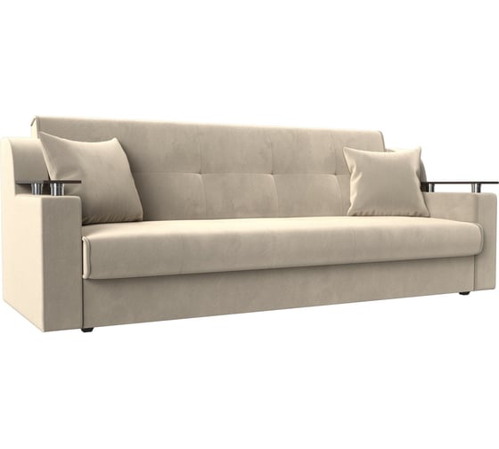 Изображение товара Прямой диван Лига диванов книжка Сенатор полностью микровельвет бежевый 100614