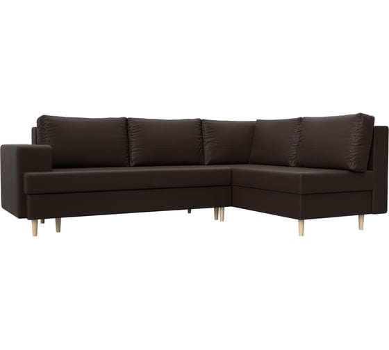 Изображение товара Угловой диван Лига диванов Сильвана правый полностью экокожа коричневая 100856