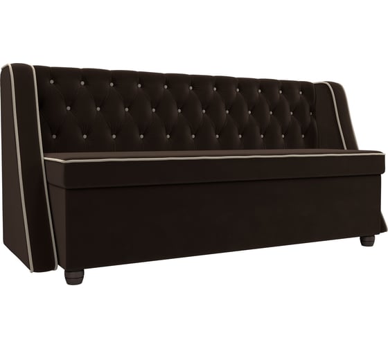 Изображение товара Кухонный прямой диван Лига диванов Лофт основа микровельвет коричневый, кант микровельвет бежевый 104555