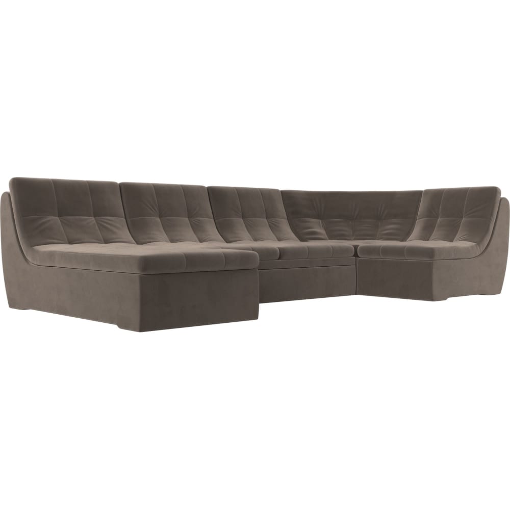 П-образный модульный диван Лига диванов диван артмебель сатурн рогожка коричневый п образный