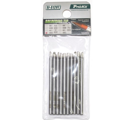 Изображение товара Жало конус со срезом 2 мм для паяльников 8PK-S118B, 8PK-S120NB-30, 10 шт. Pro'sKit SI-S120T-4BC 00160579
