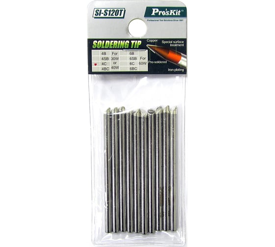 Изображение товара Жало цилиндр со срезом 4 мм для паяльников 8PK-S118B, 8PK-S120NB-30 10шт ProsKit SI-S120T-4C 00275273 С00039803