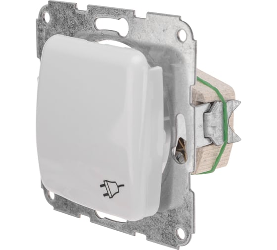 Изображение товара 1-местная розетка KRANZ керамика с/з с крышкой с/у 16а мех. бел KR-78-0216