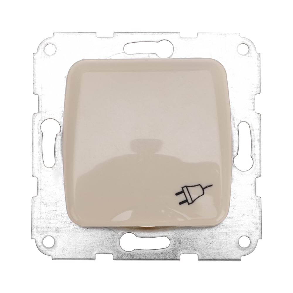 Изображение товара 1-местная розетка KRANZ с крышкой с/у 16А, встраиваемая бежевый корпус