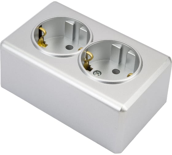 Изображение товара Розетка Metronex Electric Mega Silver двойная с заземлением FRZ00010222SRM
