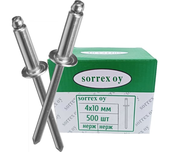Изображение товара Вытяжная заклепка SORREX нерж/нерж., 4.0x10, 500 шт. 2BBD 40100 500
